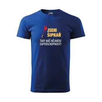 Pánské tričko Tričko s potiskem Jsem šipkař, taky máš nějakou superschopnost?: modré 4XL