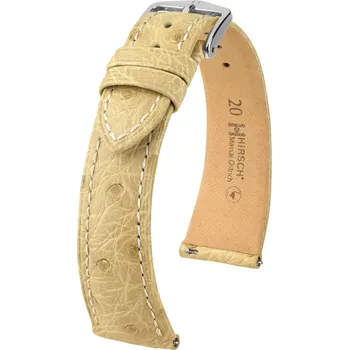 Řemínek na hodinky Kožený řemínek Hirsch Massai Ostrich L 04362090-2, béžový, pštrosí kůže, délka L, Quick Release