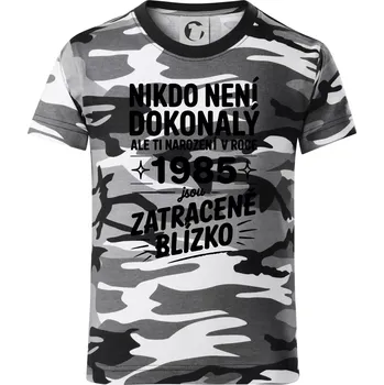 Chlapecké tričko Nikdo není dokonalý ale ti narození v roce 1985 jsou zatraceně blízko - Dětské maskáčové triko - 134 cm/8 let ( Šedý maskáč )