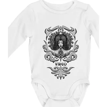 Virgo - vintage - Body kojenecké s dlouhým rukávem - Dlouhý r. 3-6 měs ( Bílá )