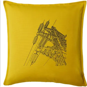 Polštář Nákres stožáru vysokého napětí - Polštář 50x50 - 50x50 - Pouze potah ( Žlutá )