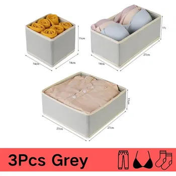 Úložný box Textilní skládací úložný box na prádlo | úložný box, skládací box - světle šedá-3ks