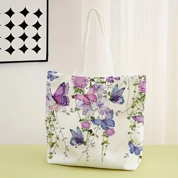 Nákupní taška Květinová taška s motýly na každý den | plátěná taška nákupní taška