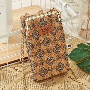 Kabelka Stylová koženková mini kabelka s korkovým motivem | malá taška, dámská kabelka - 310