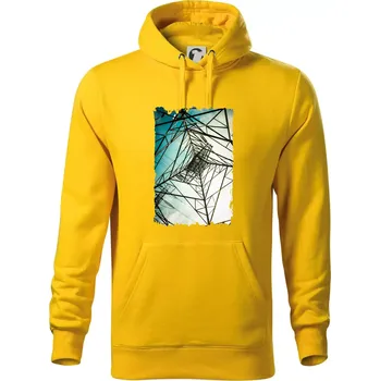 Pánská mikina Barevné nebe - stožáry vysokého napětí - Mikina pánská Cape s kapucí - 4XL ( Žlutá )