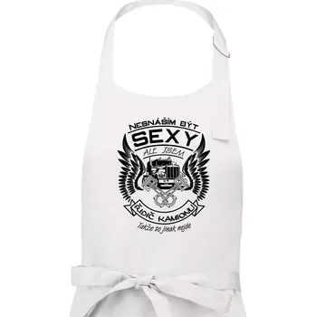 Kuchyňská zástěra Nesnáším být sexy - kamioňák ( řidič kamionu ) - Pánská zástěra na vaření - Univerzální velikost ( Bílá )