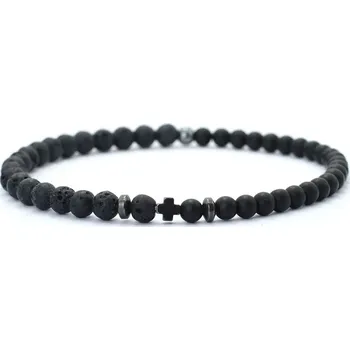 Šperk Pánský korálkový náramek s křížem | pánský náramek, korálkový náramek - C