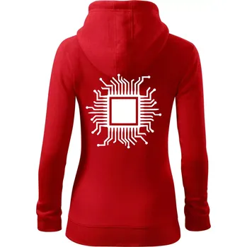 Dámská mikina Procesor - Dámská mikina trendy zipper s kapucí - M ( Červená )