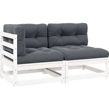 Zahradní sestava Nábytek XL 2dílná zahradní souprava s poduškami bílá masivní borovice 805746