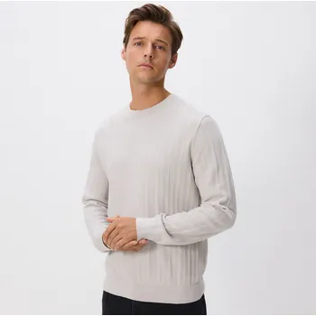 Pánský svetr Reserved - Strukturální svetr z bavlny - světle šedá - 023FR-09X - 023FR-09X-L