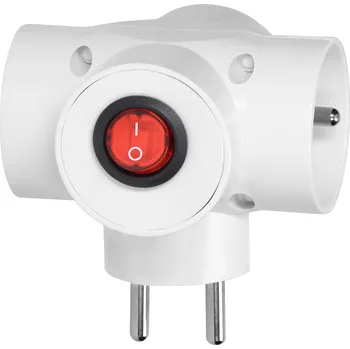 Elektrická zásuvka Rozbočka s vypínačem 3x2P+E do zásuvky