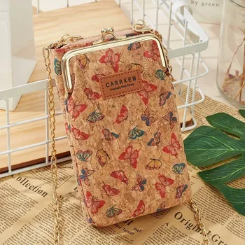 Kabelka Stylová koženková mini kabelka s korkovým motivem | malá taška, dámská kabelka - 221