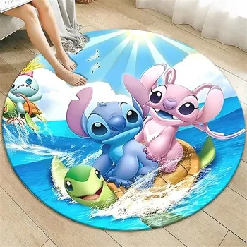 Koberec Stitch koberec kulatý flanelový měkký | dětský koberec, podložka - 12 , 80x80cm