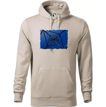 Pánská mikina Stožár vysokého napětí zespodu - Mikina pánská Cape s kapucí - 5XL ( Ledově šedá )