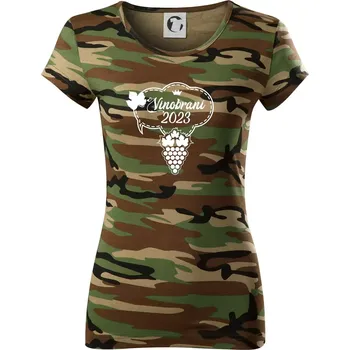 Dámské tričko Vinobraní 2023 - Dámské maskáčové triko - M ( Hnědý maskáč )