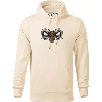 Pánská mikina Hlava berana zlá - Mikina pánská Cape s kapucí - 2XL ( Mandlová )