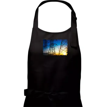 Kuchyňská zástěra Fotka stožárů vysokého napětí - Dámská zástěra na vaření - Univerzální velikost ( Černá )