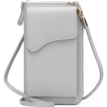 Kabelka Malá koženková crossbody taška s kapsou | crossbody kabelka, dámská kabelka - A-šedá
