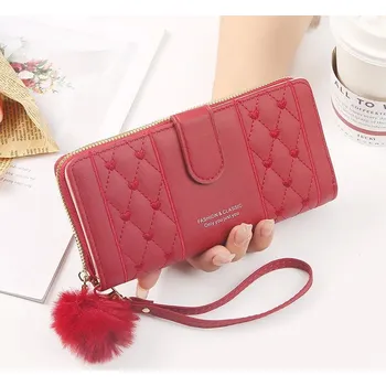 Peněženka Dlouhá koženková peněženka s držákem karet | dámská peněženka, organizér karet - Červený