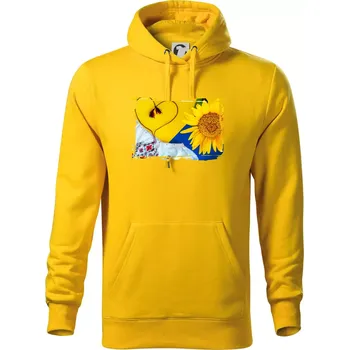 Pánská mikina Ukrajina slunečnice a kroj - Mikina pánská Cape s kapucí - XL ( Žlutá )