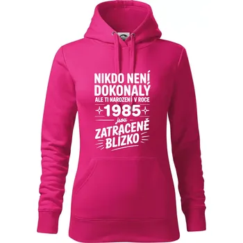 Dámská mikina Nikdo není dokonalý ale ti narození v roce 1985 jsou zatraceně blízko - Mikina dámská Cape s kapucí - S ( Purpurová )