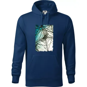 Pánská mikina Barevné nebe - stožáry vysokého napětí - Mikina pánská Cape s kapucí - 5XL ( Půlnoční modrá )
