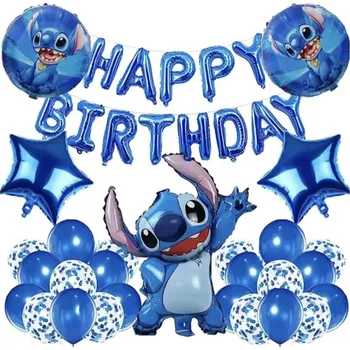 Balónek Set balónků k narozeninám - POHÁDKA LILO A STITCH - STITCH - 40 ks (Značka: MINISO)