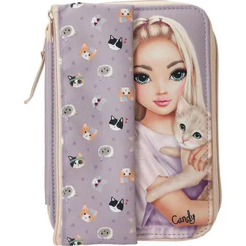 Penál Jednopatrový penál s výbavou a kapsičkou Kitty & Doggy