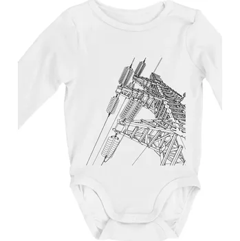 Dětská móda Nákres stožáru vysokého napětí - Body kojenecké s dlouhým rukávem - Dlouhý r. do 3 měs ( Bílá )