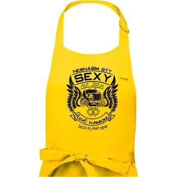 Kuchyňská zástěra Nesnáším být sexy - kamioňák ( řidič kamionu ) - Pánská zástěra na vaření - Univerzální velikost ( Žlutá )
