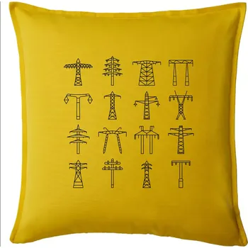 Polštář Typy stožárů vysokého napětí - Polštář 50x50 - 50x50 - Pouze potah ( Žlutá )