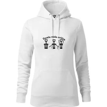 Dámská mikina Docela ráda cvičím - Mikina dámská Cape s kapucí - 2XL ( Bílá )