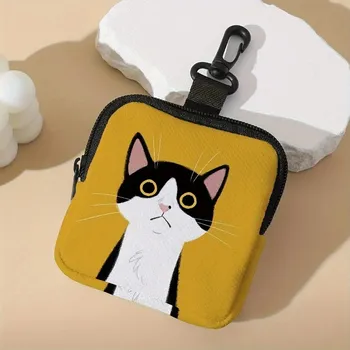 Peněženka Mini květinová peněženka na zip | malá peněženka, kapsička na mince - Černobílá kočka