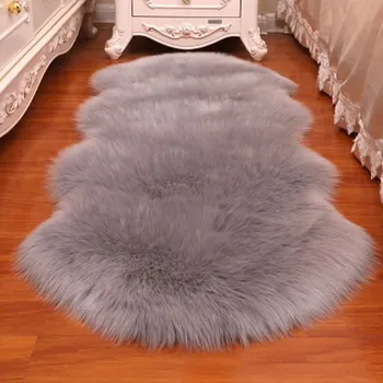 Koberec Chlupatý měkký koberec s umělou kožešinou šedá 40x60cm