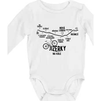Kojenecké oblečení Jizerky na kole celopéro - Body kojenecké s dlouhým rukávem - Dlouhý r. 6-12 měs ( Bílá )