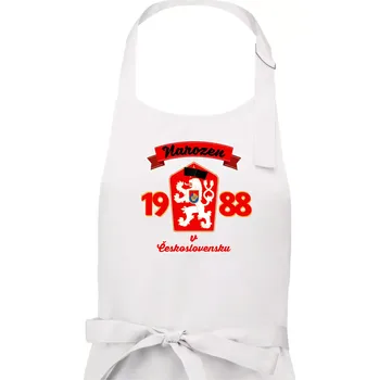 Kuchyňská zástěra Narozen v Československu - Přelepený znak 1988 - Pánská zástěra na vaření - Univerzální velikost ( Bílá )