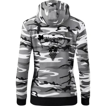 Dámská mikina Vinobraní 2023 - Dámská mikina trendy zipper s kapucí - XS ( Šedý maskáč )