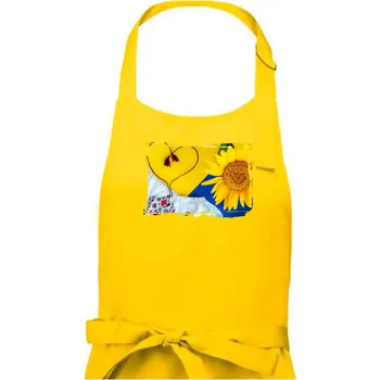 Kuchyňská zástěra Ukrajina slunečnice a kroj - Dámská zástěra na vaření - Univerzální velikost ( Žlutá )