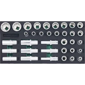 Gola sada Modul pěnový - nástrčné hlavice 1/2" 6hranné, 12hranné, TORX, 35 ks - JONNESWAY S04H4935KV