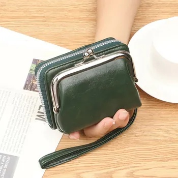 Peněženka Dámská peněženka se sponou | dámská peněženka, kožená peněženka - Zelený
