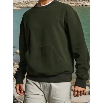 Oblečení a móda Sinsay - Mikina s kulatým výstřihem - tmavě zelená - 928EU-79X - 928EU-79X-L