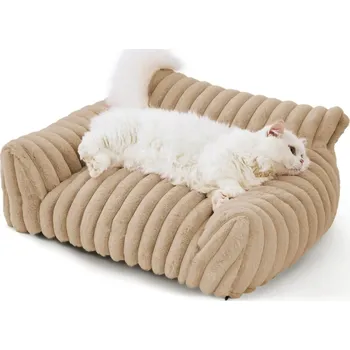 Pelíšek pro kočku Luxusní kočičí pelíšek s měkkým polštářem | pelíšek, nábytek pro mazlíčky - Béžový , 76x51x25cm