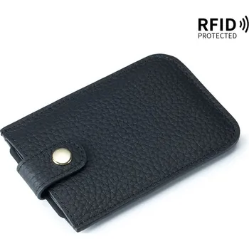 Kožený držák s rychlým přístupem RFID | peněženka pánská, peněženka dámská - černý