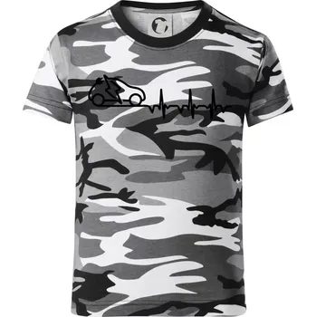 Chlapecké tričko Ekg elektromobil - Dětské maskáčové triko - 104-110cm / 3-4 roky ( Šedý maskáč )