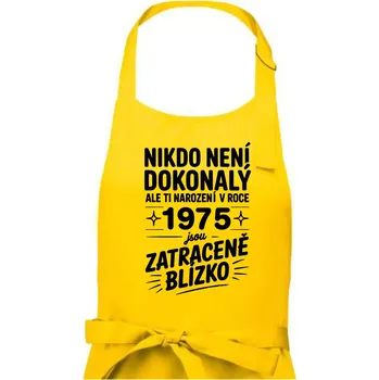 Kuchyňská zástěra Nikdo není dokonalý ale ti narození v roce 1975 jsou zatraceně blízko - Pánská zástěra na vaření - Univerzální velikost ( Žlutá )