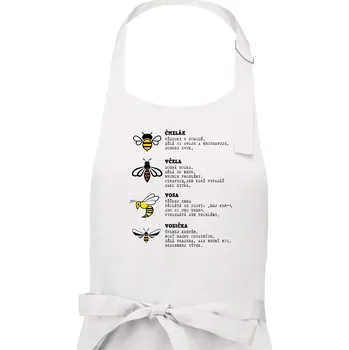 Kuchyňská zástěra Encyklopedie včel vos a čmeláků - Dámská zástěra na vaření - Univerzální velikost ( Bílá )