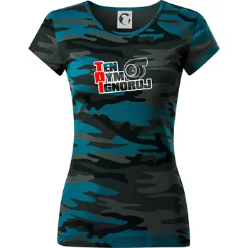 Ten dým ignoruj - Dámské maskáčové triko - M ( Petrolejová maskáč )