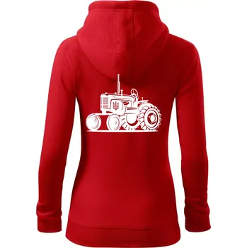 Dámská mikina Traktor Ukrajinské armády - Dámská mikina trendy zipper s kapucí - XS ( Červená )