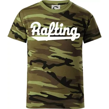 Chlapecké oblečení Rafting nápis - Dětské maskáčové triko - 104-110cm / 3-4 roky ( Zelený maskáč )