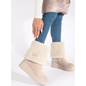 Dámská zimní obuv Originální dámské kotníčkové boty hnědé na klínku 40